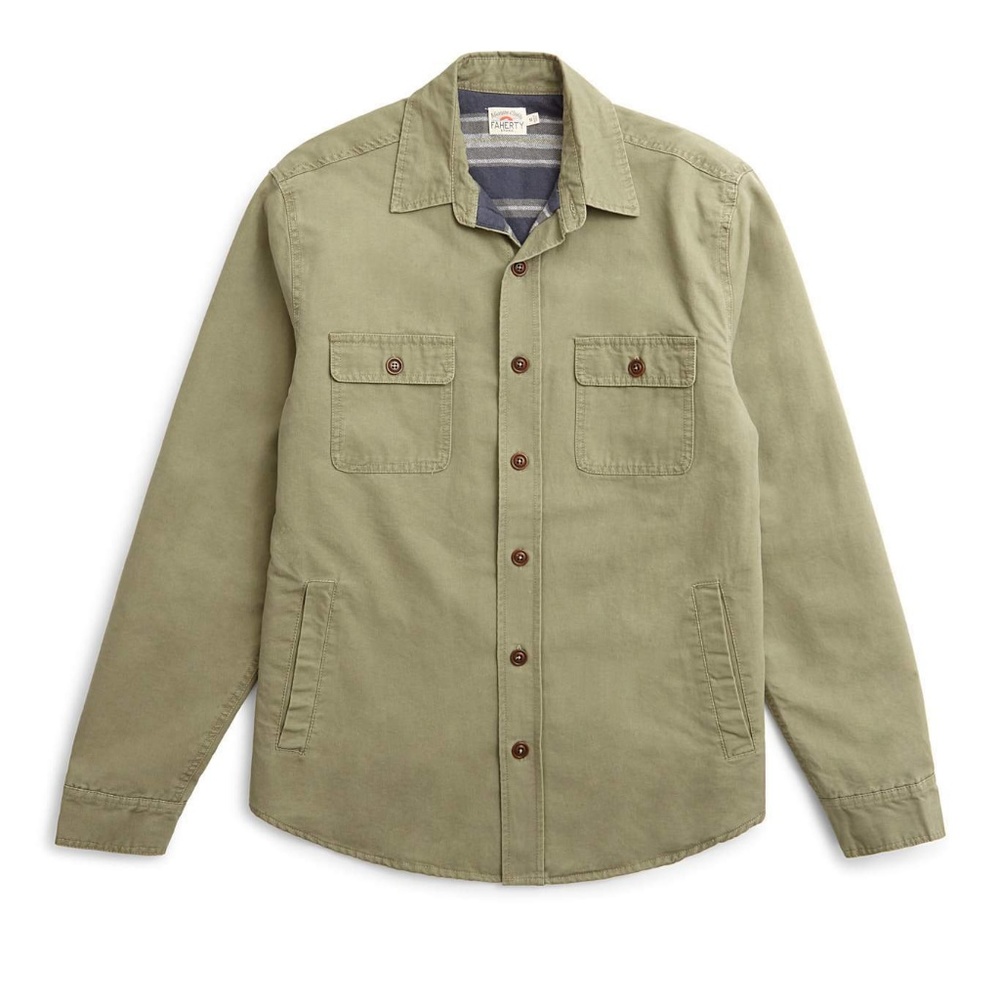 Faherty Blanket Lined CPO Jacket in Olive - Picture 6 of 6